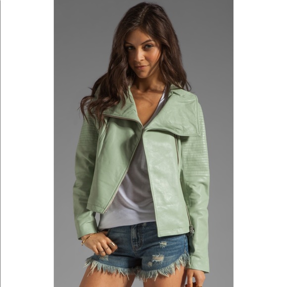 Mackage Gabby Classic Leather Jacket in Mint - Picture 1 of 13